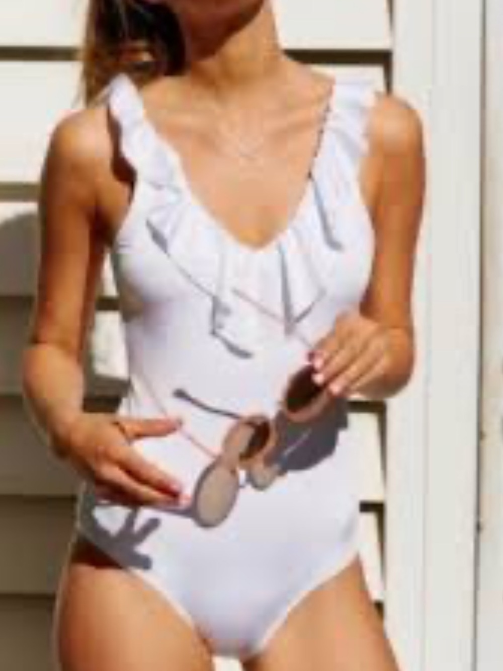 Aerie White Ruffle Swimsuit Large New